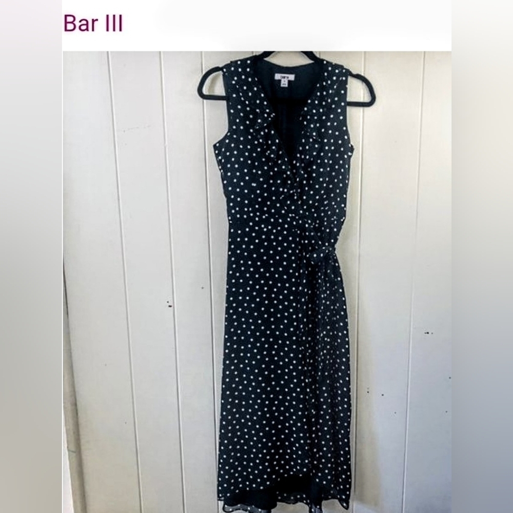 NWT Bar III Assymetrical Black Polka Dot Wrap Dress - Picture 12 of 13